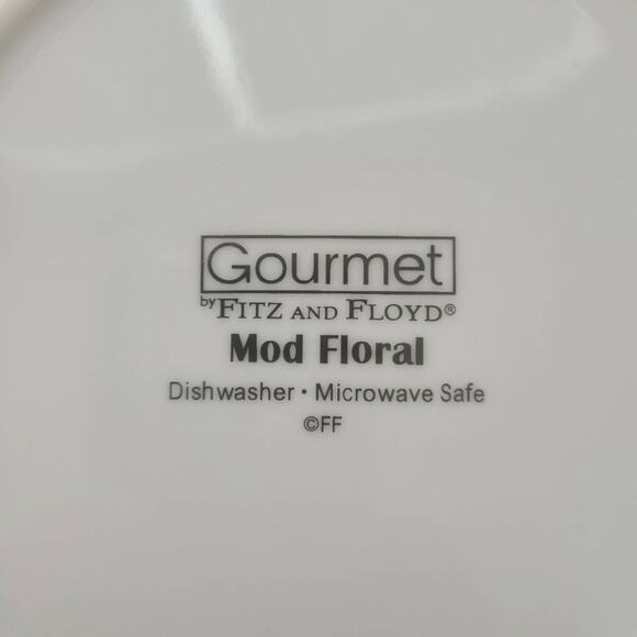 Fitz and Floyd Salad Plates Gourmet Mod Floral Set of Three Bright Floral Design - Picture 5 of 9